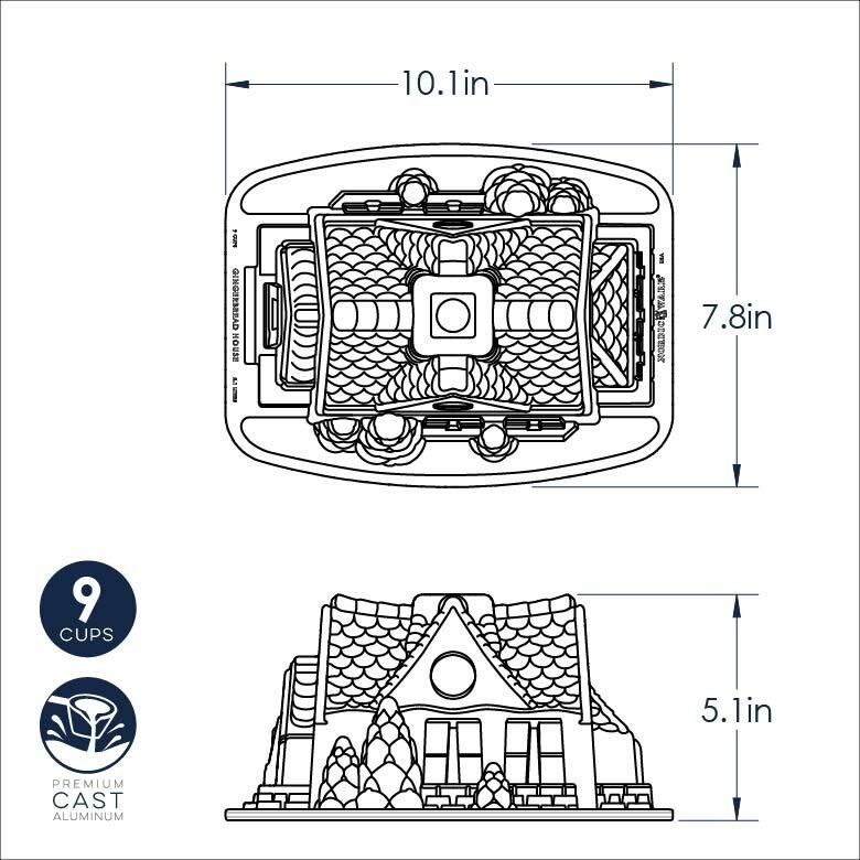 Bakvorm "Gingerbread House pan" - Nordic Ware | Sparkling Silver Holiday