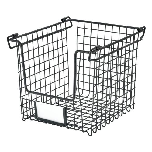 Opbergmand, 21.8 x 25.4 x 20.2 cm, Stapelbaar, RVS, Zwart - iDesign | Classico