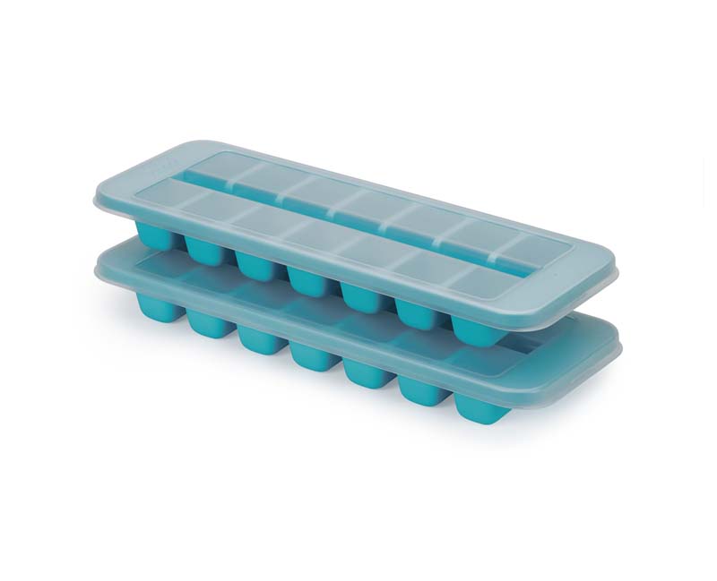 Ijsblokjesvorm, 11.9 x 33 x 3.6 CM, Set van 2 Stuks, Easy Fill, Voor 14 ijsblokjes, Kunstof, Blauw - Joseph Joseph | Flow