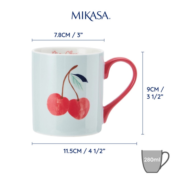 Mikasa Fine China 280ml Straight Sided Mug, Cherry, Gift boxed