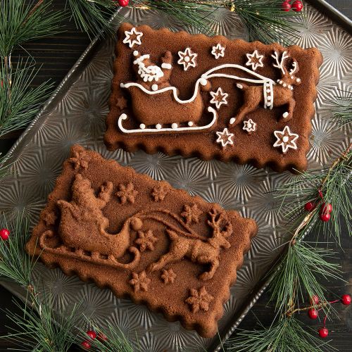Bakvorm "Santa Sleigh Loaf Pan" - Nordic Ware | Sparkling Silver Holiday