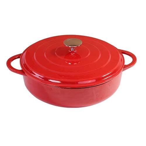 Gietijzeren lage braadpan rood, 28 cm - Sürel