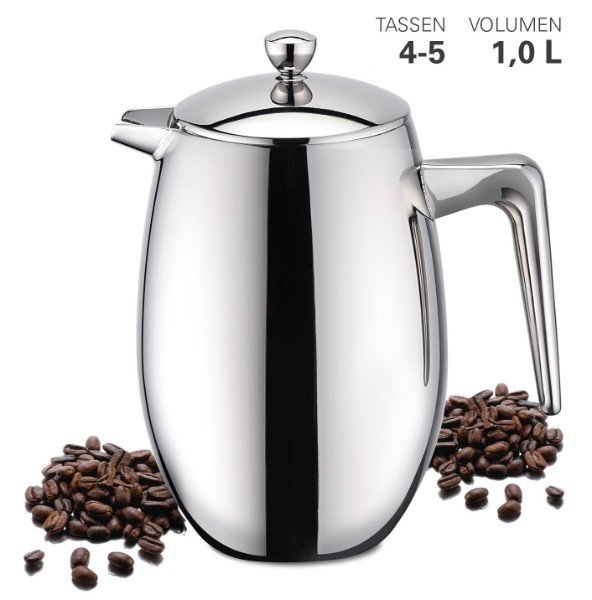Cafetière, 1 liter, Dubbelwandig – Weis