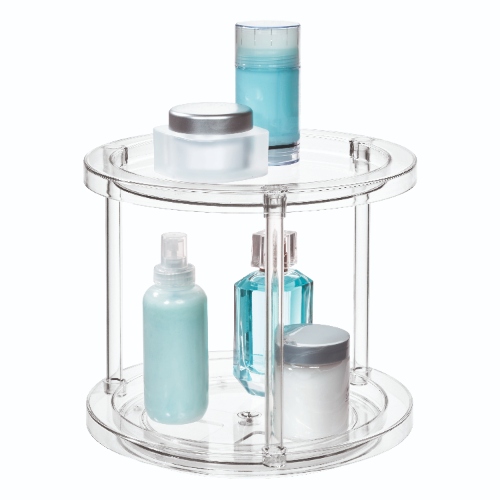 Lazy Susan Draaiplateau met Verdieping, 24.1 cm, Kunststof, Transparant - iDesign | The Home Edit