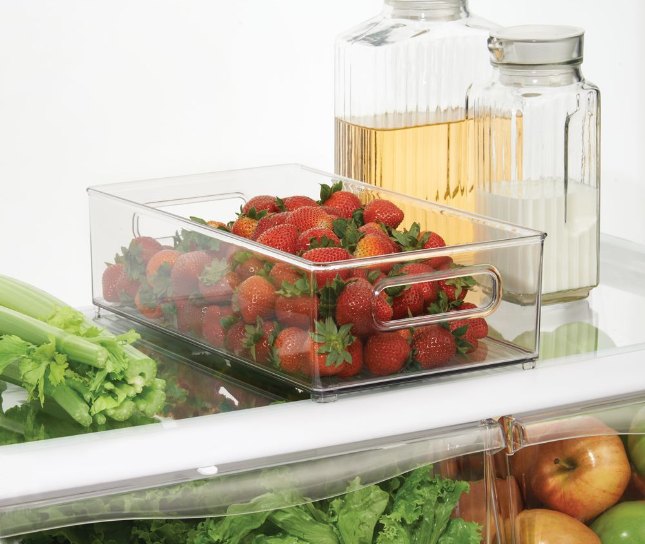 Koelkast Organizer met Handvaten, 20.1 x 36.8 x 10.2 cm, Kunststof, Transparant - iDesign | Fridge Binz