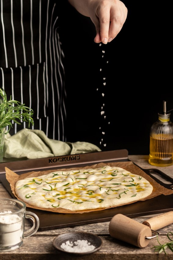 Pizzaplaat, Bakplaat, 37 x 32 cm, Alle Warmtebronnen, Ingebrand Koolstofstaal - Kockums