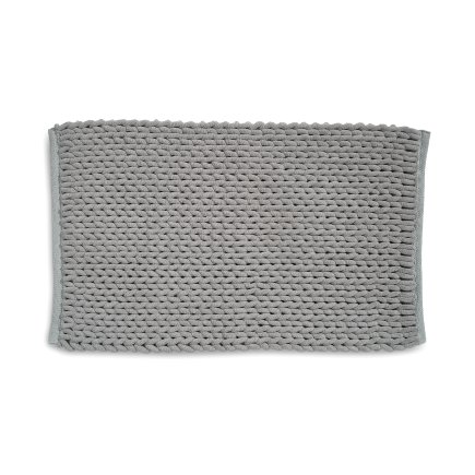 Badkamer Vloerkleed, Badmat, 100 x 60 cm, Grijs, Gerecycled Polyester, Katoen - Kela | Masha