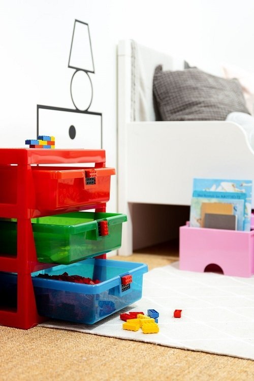 Opbergrek met 3 lades, Rood - LEGO