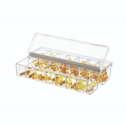 Medicijnendoosje, 16.5 x 9.5 x 3.8 cm, Kunststof, Transparant - iDesign | The Home Edit