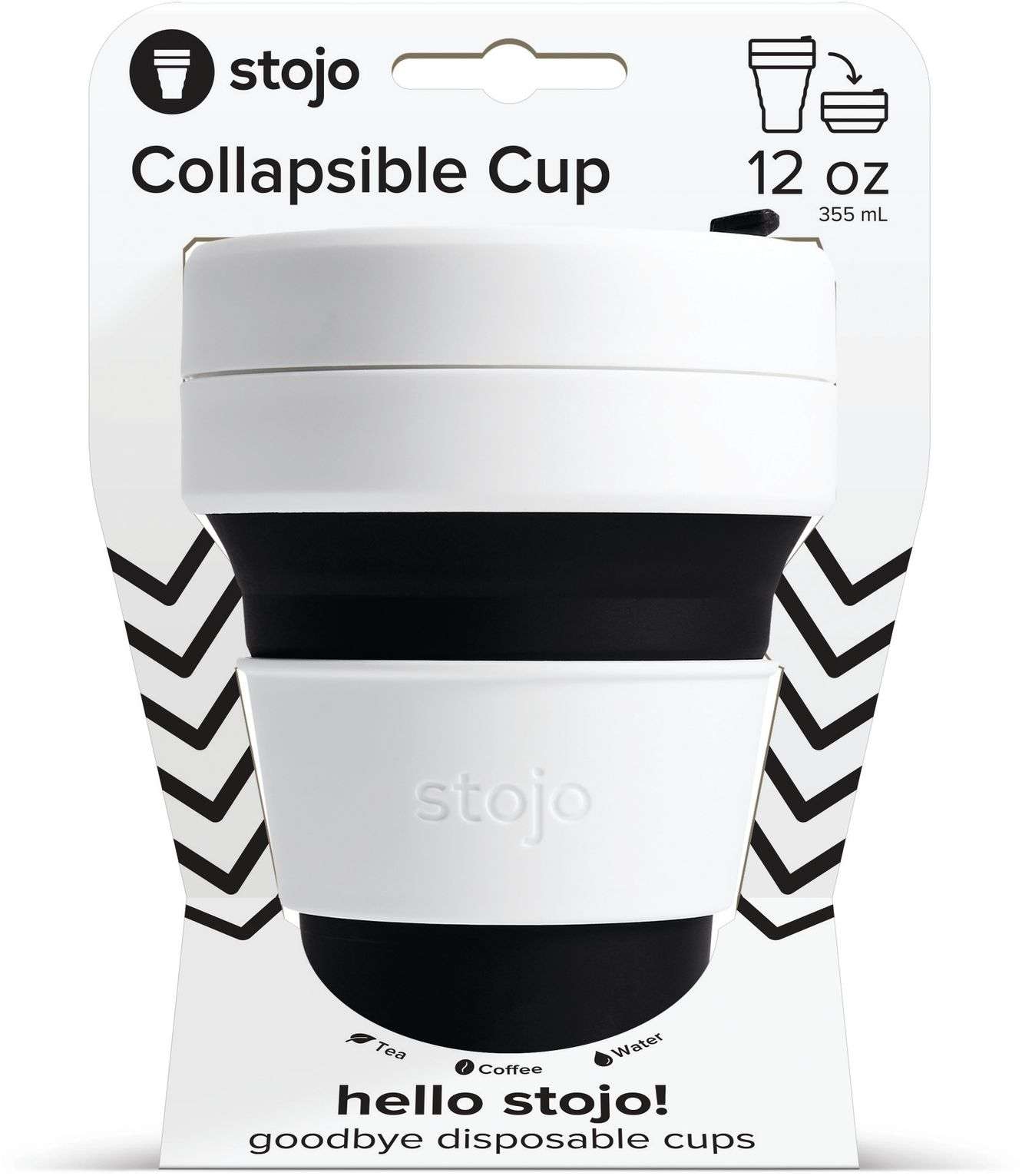 Pocket Cup, Black - 355 ml - Drinkbeker - Koffiebeker - Zwart - Opvouwbaar | Stojo