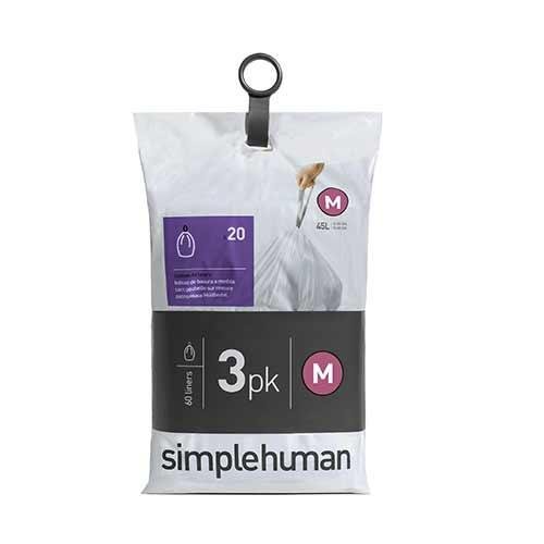 Afvalzakken Liner Pocket Code M, 45 liter, 3x20 stuks - Simplehuman