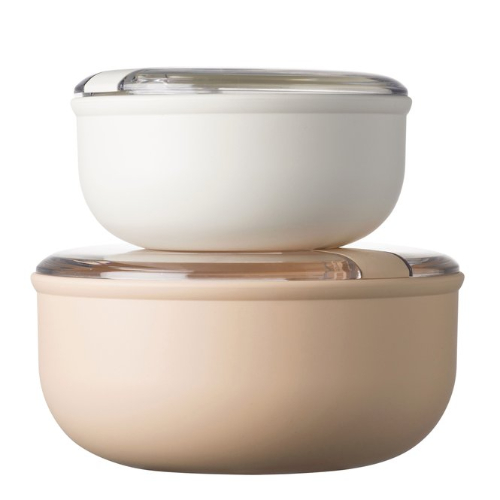 Lunchbox, Set van 2, Beige/Wit, Rond - Omada | Pull Box