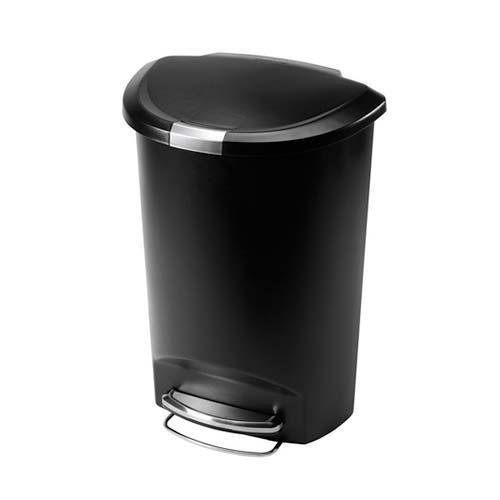 Afvalemmer Kunststof halfrond zwart, 50 liter - Simplehuman