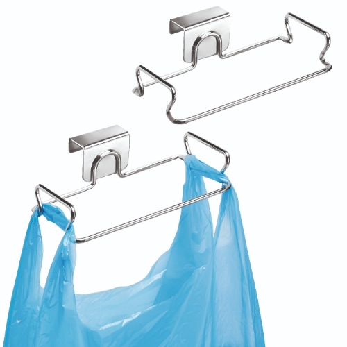 Afvalzakhouder met Deurhaak, 16.5 x 23.9 x 5.6 cm, RVS, Zilver - iDesign | Classico