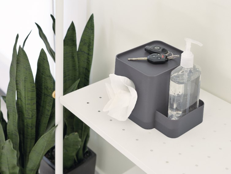 Tissuehouder met Opbergvakjes, Kunststof, Grijs - iDesign | iD Clean