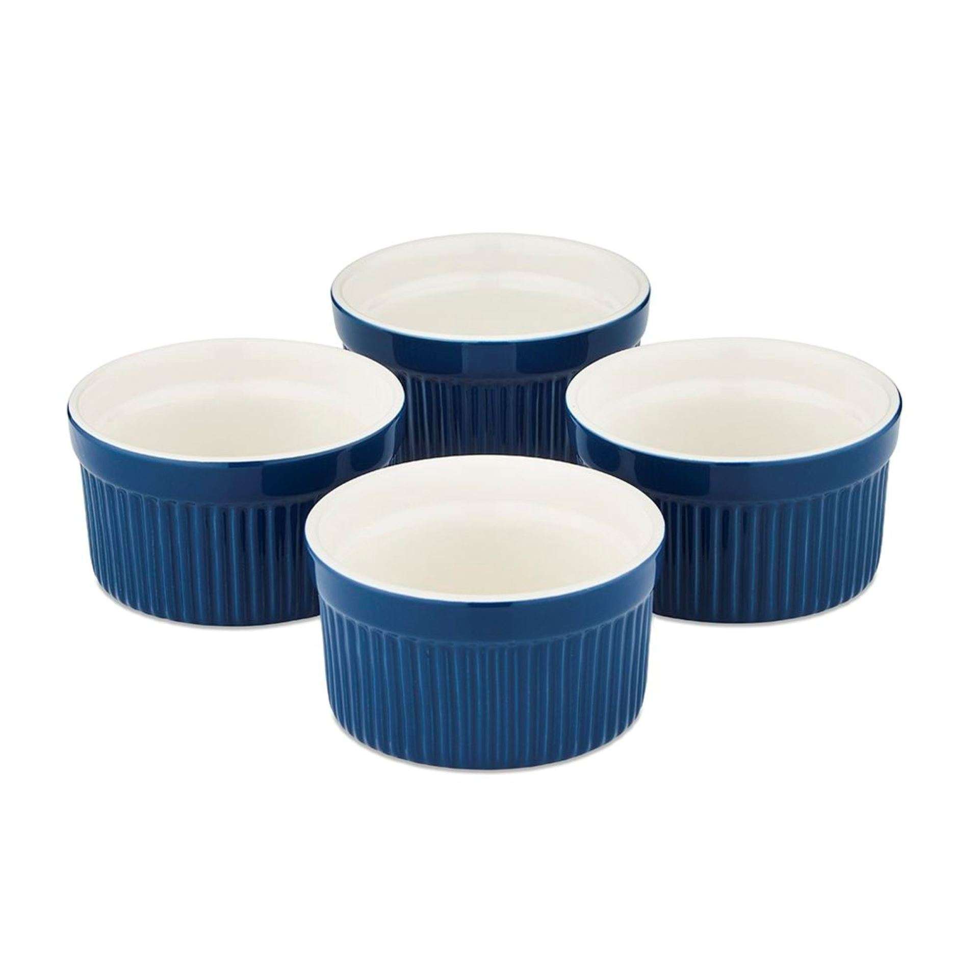 Ramekin, Ovenschaaltje, Set van 4 Stuks, ø 9 cm, Blauw, Keramiek - Barbary & Oak | Foundry