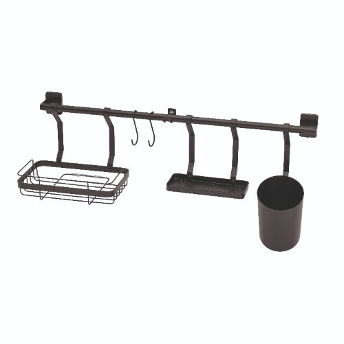 Keukenwand Organizer, 64 x 11 x 18.5 cm, Staal, Zwart - iDesign | Austin