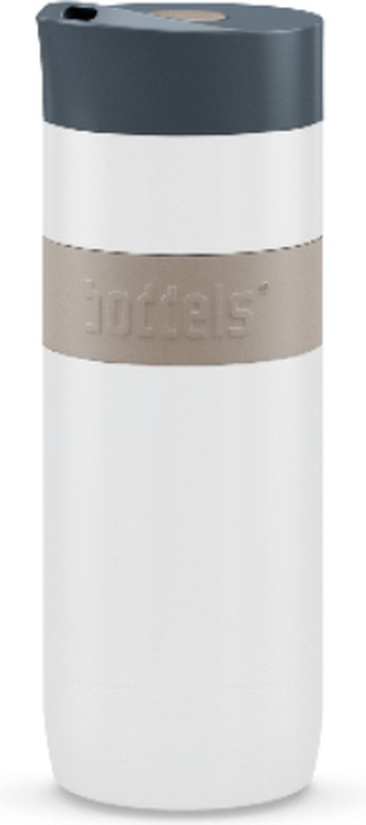 Thermosbeker, 0.37 L, Taupe / Wit, Dubbelwandig, Vacuüm Geïsoleerd - Boddels | Koffje