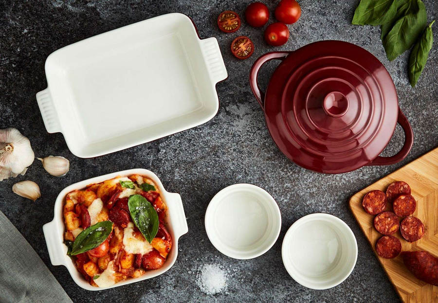 Ovenschalen Gift Set, 5 Delig, Rood, Keramiek - Barbary & Oak | Foundry