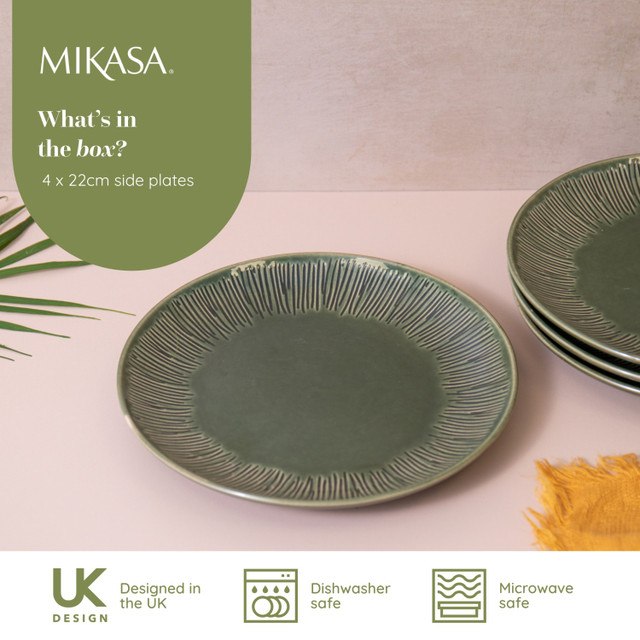 Mikasa Jardin 4pc Stoneware Side Plate Set, 22cm, Gift boxed