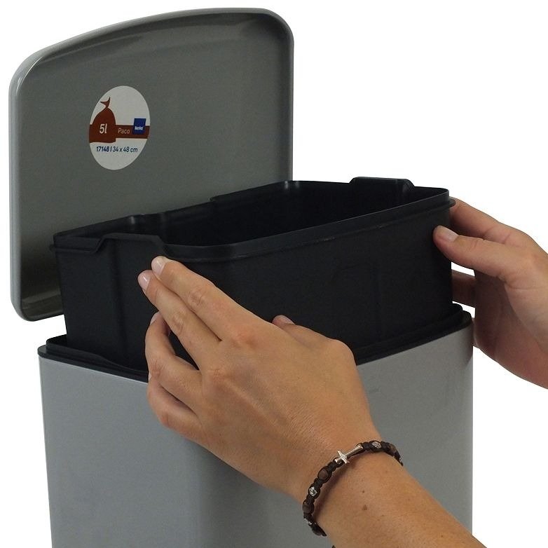 Afvalemmer, RVS, Zwart, 30 L - Kela | Davino