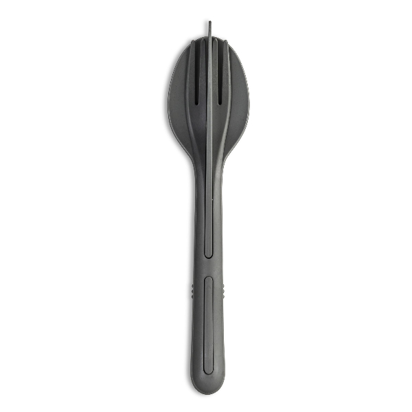 Reisbestek, Bestekset van 3 Stuks, Medium, Mes, Vork, Lepel, Natuur As Grijs, Organic Bio-Circular - Koziol | Klikk