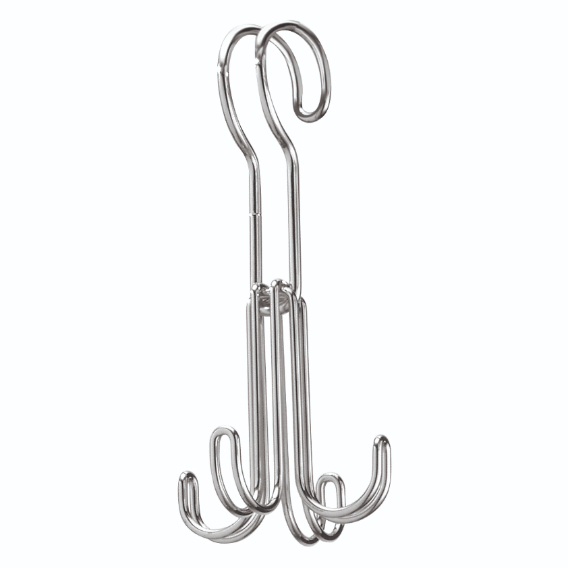 Kledinghaak met 4 Haken, 9.5 x 2 x 16 cm, RVS, Zilver - iDesign | Classico