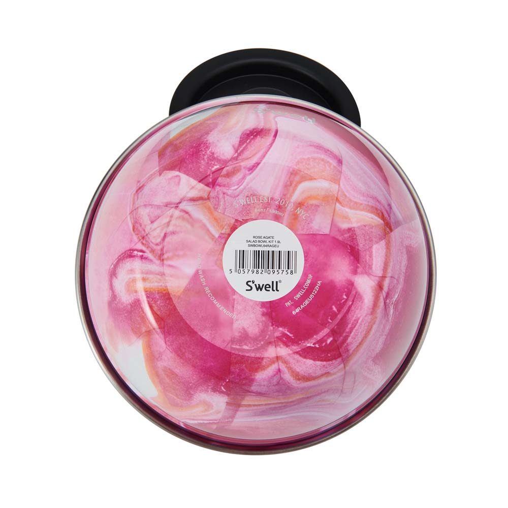 Saladekom Set - Agaat Roze - Met apart dressing reservoir - 1,9Liter - Duurzaam - S'Well | Rose Agate