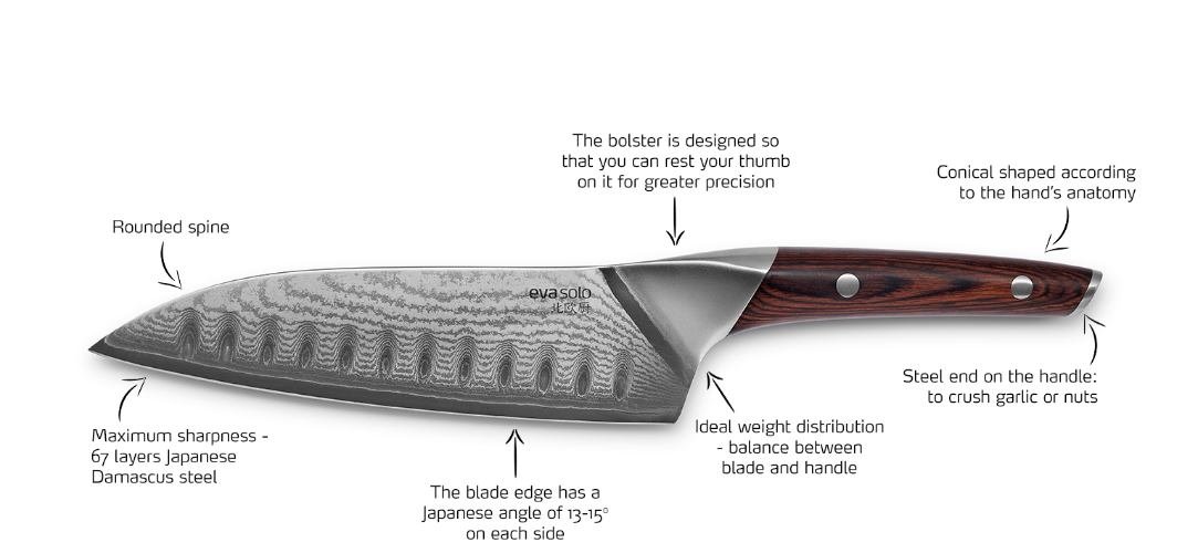 Nordic Kitchen Santoku Mes - 18 cm - Eva Solo