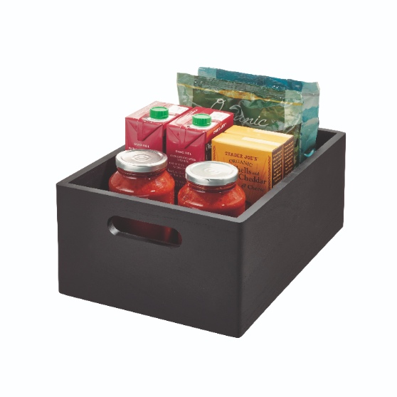Opbergbox met Handgrepen, 25.5 x 38 x 15 cm, Paulownia Hout, Zwart - iDesign | The Home Edit