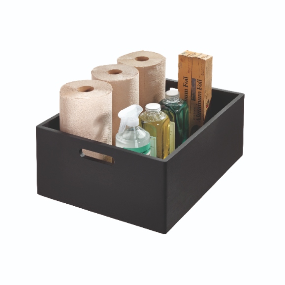 Opbergbox met Handgrepen, 38 x 46 x 20.5 cm, Paulownia Hout, Zwart - iDesign | The Home Edit