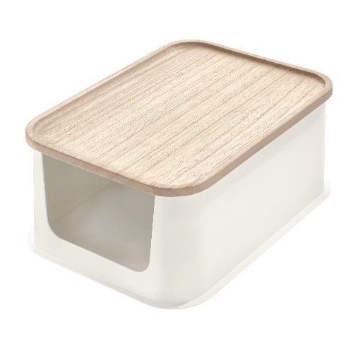 Opbergbox met Opening en Deksel, 21.3 x 30.2 x 12.7 cm, Kunststof, Kokoswit - iDesign | Eco Storage 