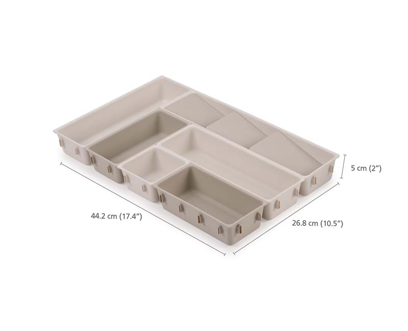 Lade Organizer voor Make-Up, 26.8 x 44.2 x 5 CM, 7-delige set, Kunststof, Creme - Joseph Joseph | Viva