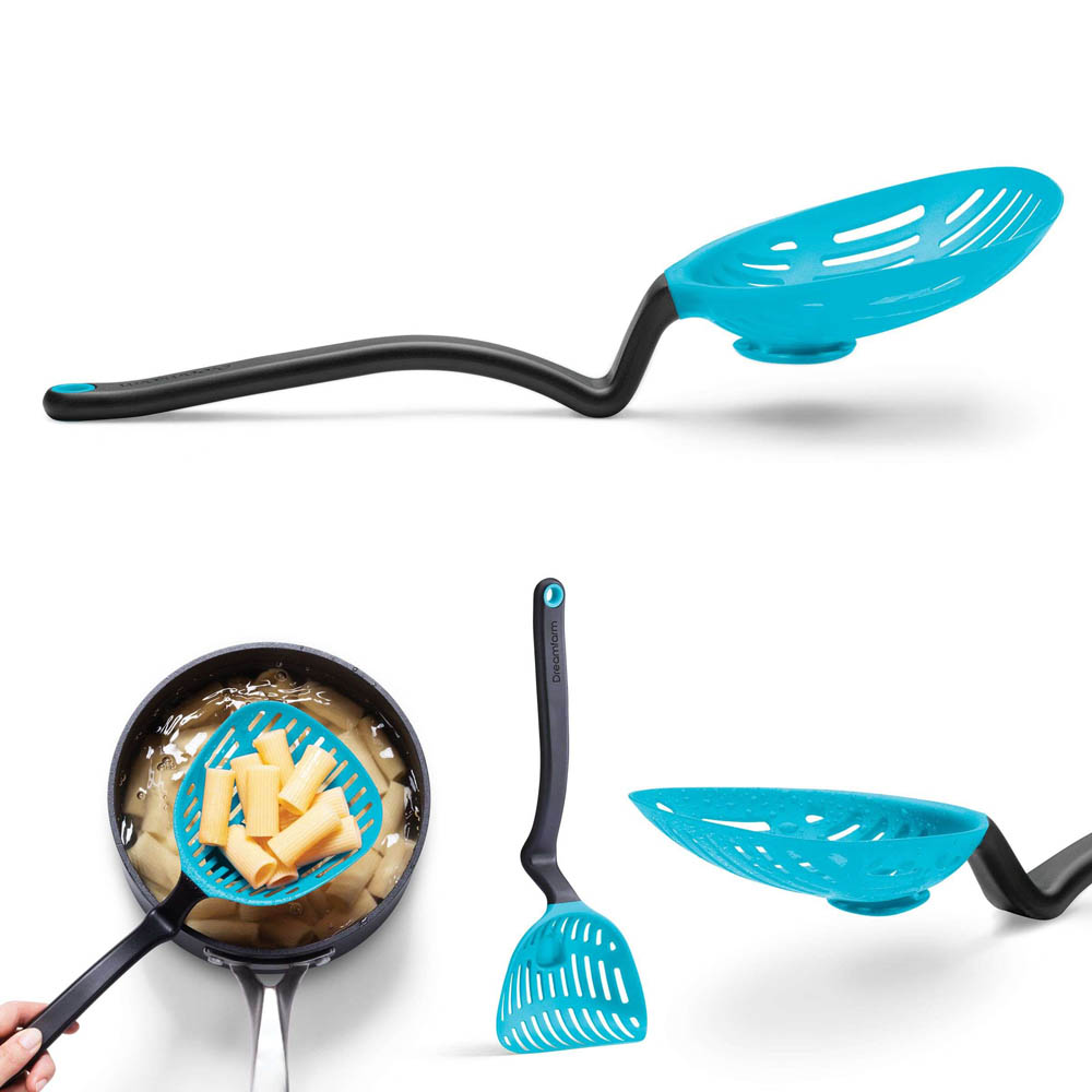 Schuimspaan Big Lestrain Lepel, Blauw- Lepel met vergiet - 38,5cm - Kunststof | Dreamfarm