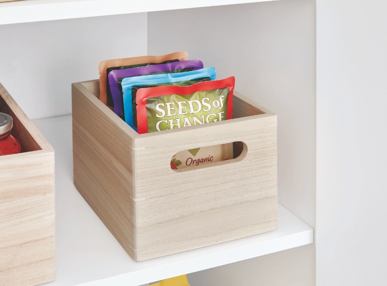 Opbergbox met Handgrepen, 19 x 25.5 x 15 cm, Paulownia Hout, Beige - iDesign | The Home Edit