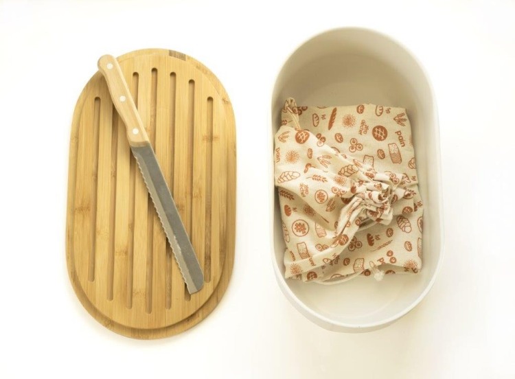 Broodtrommel 4 in 1, Bamboe, CrÃ©me - Pebbly