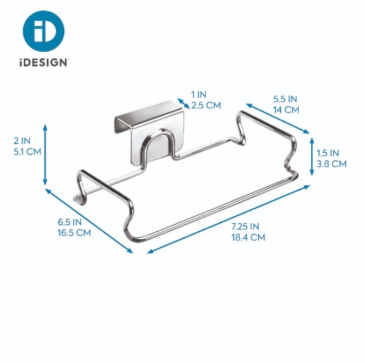 Afvalzakhouder met Deurhaak, 16.5 x 23.9 x 5.6 cm, RVS, Zilver - iDesign | Classico