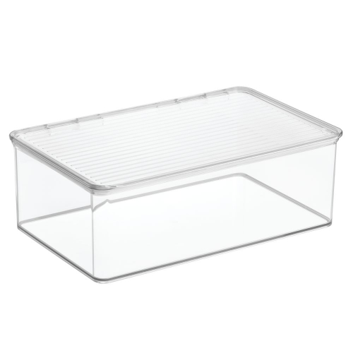 Opbergbox met Deksel, 27.3 x 18.4 x 9.5 cm, Stapelbaar, Kunststof, Transparant - iDesign | Kitchen Binz