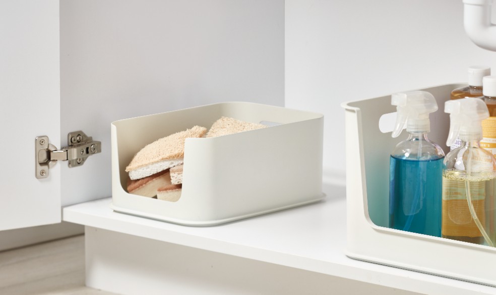 Opbergbox met Opening, 30.2 x 21.3 x 12.7 cm, Kunststof, Kokoswit - iDesign | Eco Storage