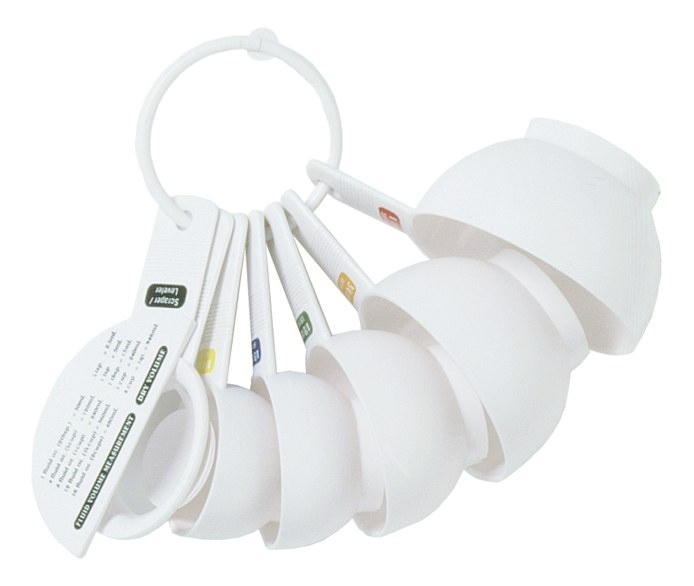 Maatlepel -en Cup set, Set van 7 Stuks, Kunststof, Wit - Tala