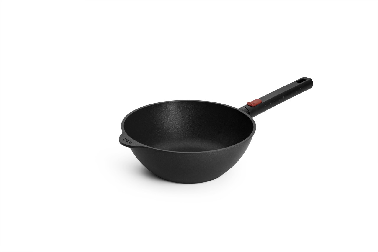 Wokpan, ø 24 cm, 2.8 L, Gerecycled Aluminium, QXR Non Stick, Inductie - Woll | EcoLogic QXR