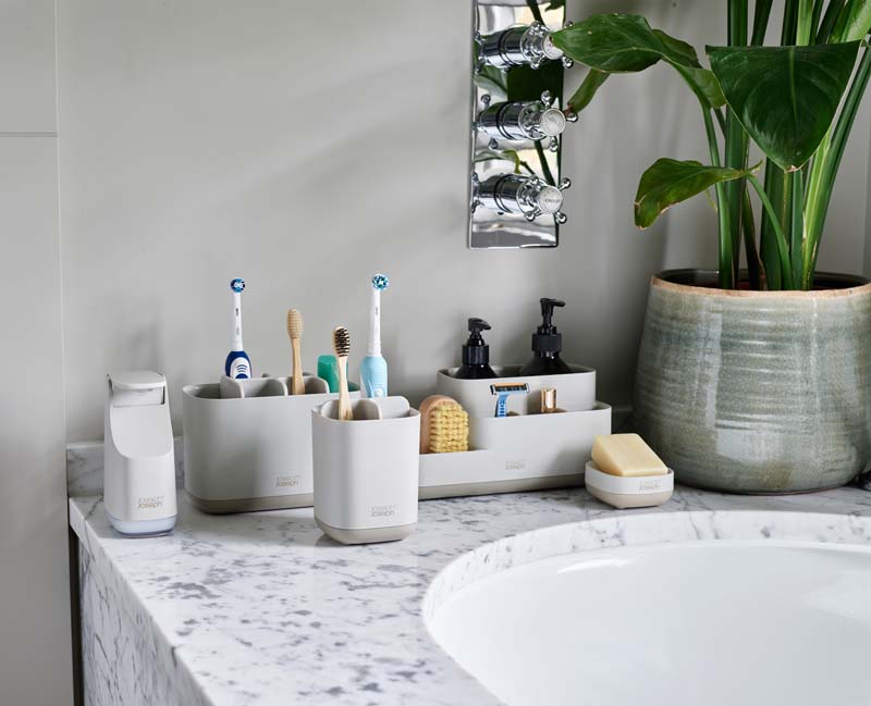 Tandenborstel Organizer Large, Met 6 verdeelvakken, Antislip, Kunststof, Grijs - Joseph Joseph | EasyStore