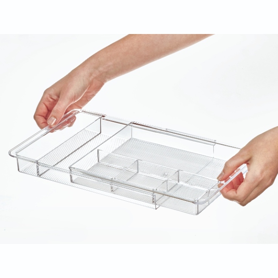 Lade Organizer, 6 Vakken, Uitschuifbaar, 28.6 x 19.7 x 3.3 cm, Kunststof, Transparant - iDesign | Linus