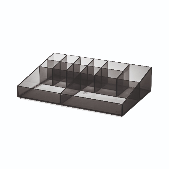 Make-up Organizer met 13 Vakken, 30.5 x 20.3 x 7.6 cm, Smoke - iDesign | Sarah Tanno Collection