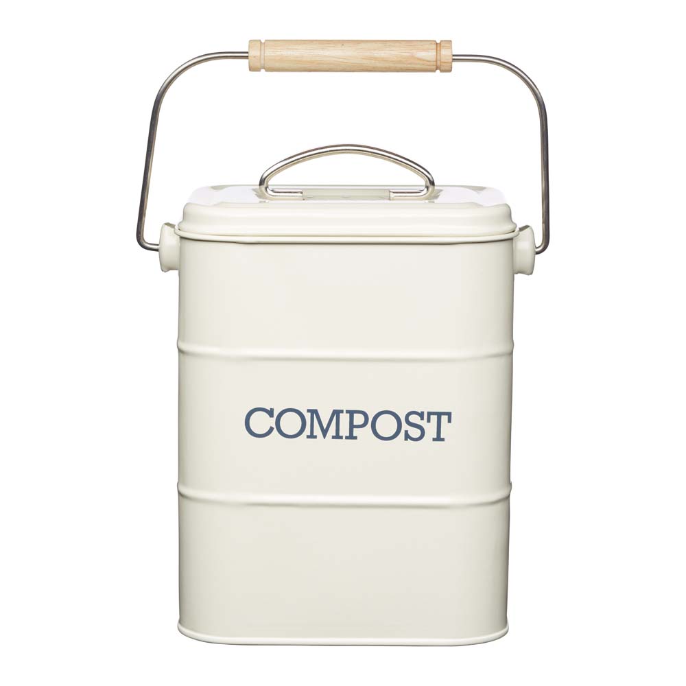 Compostbak Creme - Staal - Duurzaam - Praktisch - Compostemmer - KitchenCraft | Living Nostalgia