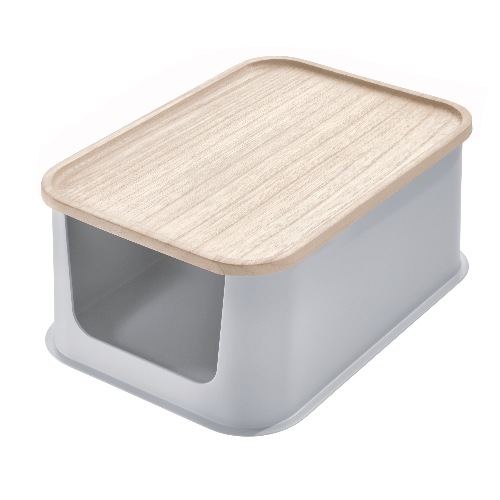 Opbergbox met Opening en Deksel, 21.3 x 30.2 x 12.7 cm, Kunststof, Grijs - iDesign | Eco Storage