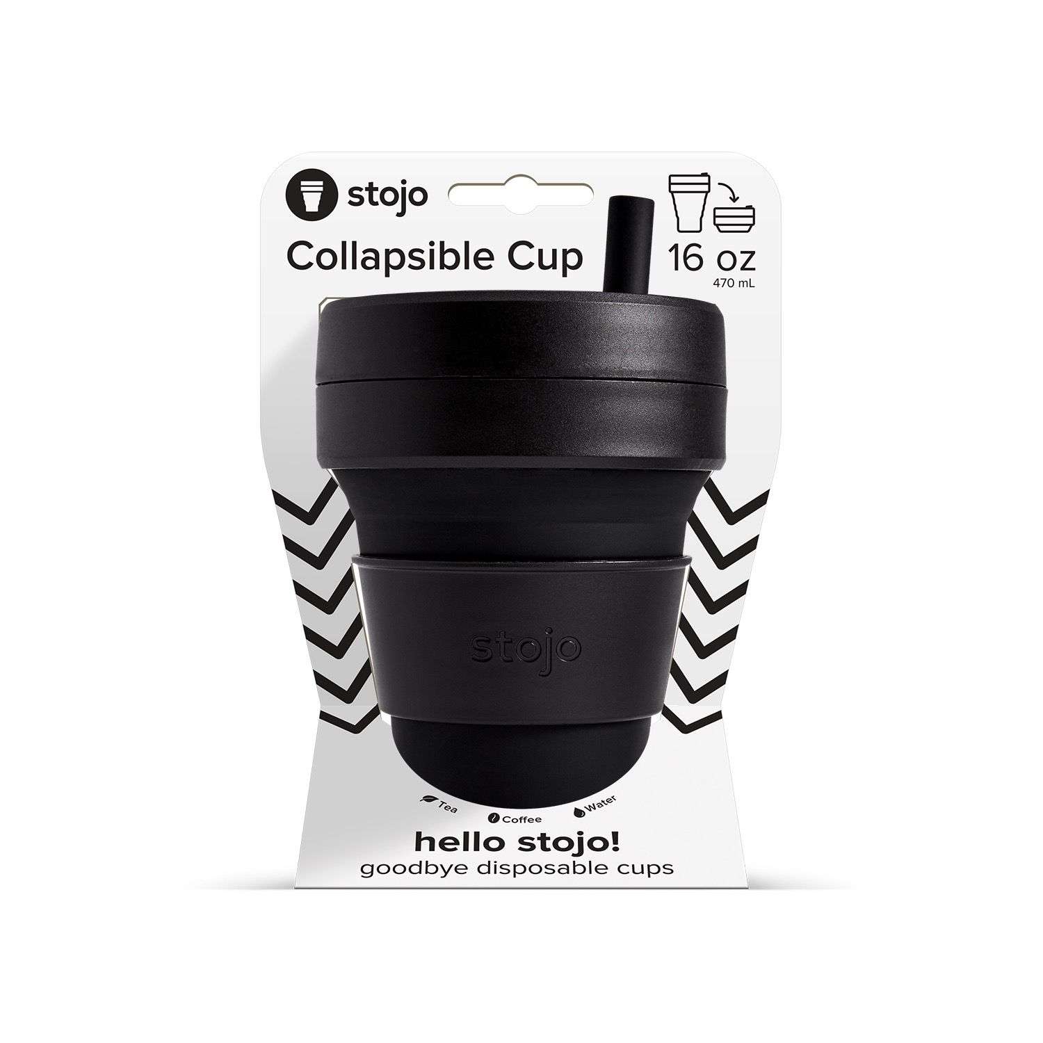 Biggie Cup, Ink - 470 ml - Koffiebeker - Drinkbeker - Diep Zwart - Opvouwbaar | Stojo