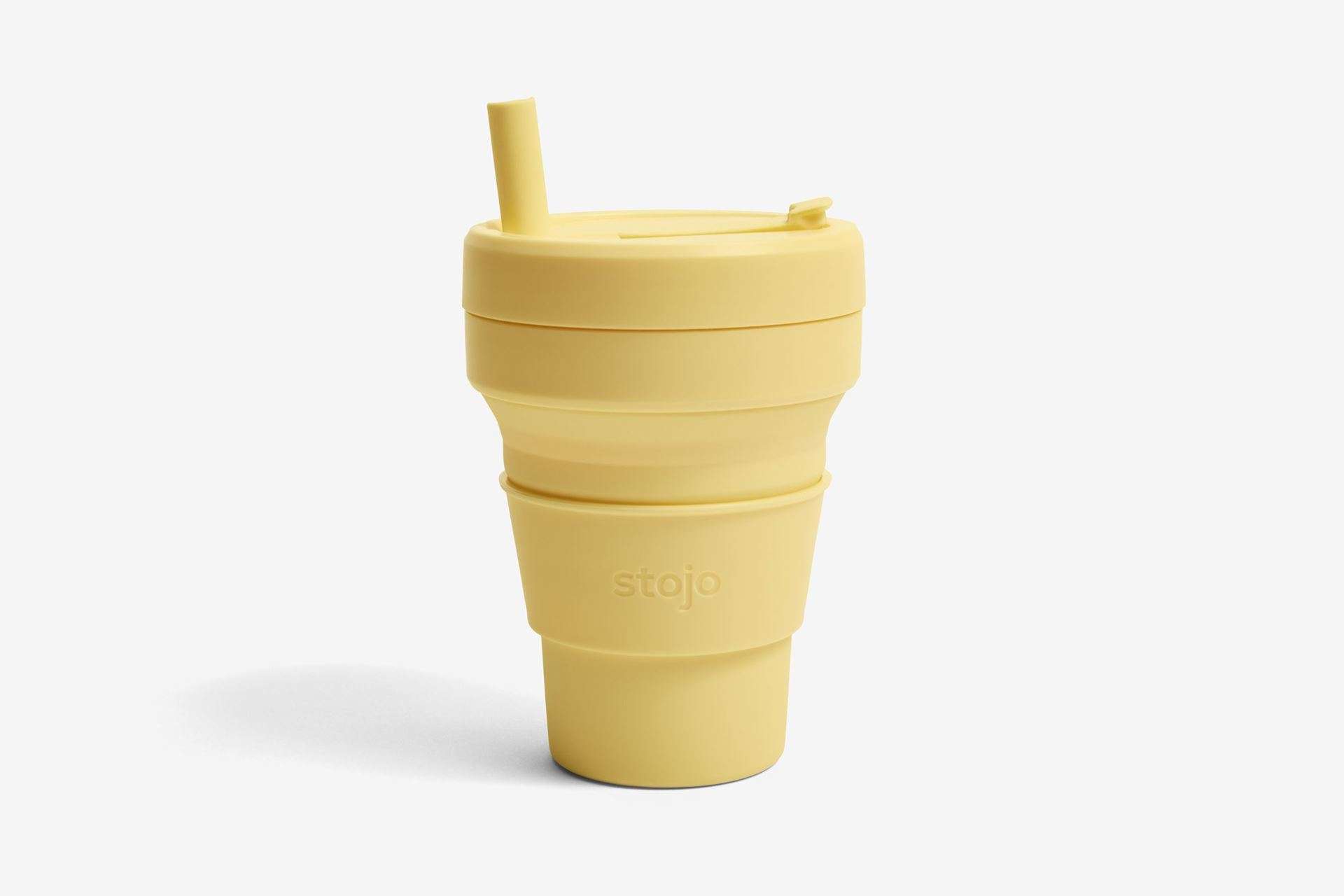 Junior Cup met Rietje, Mimosa - 250ml - Drinkbeker - Geel - Opvouwbaar | Stojo