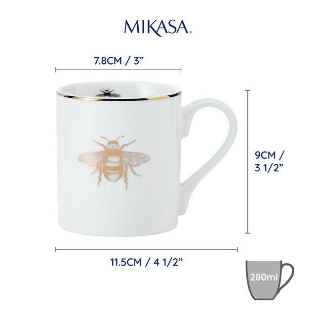 Mikasa Fine China 280ml Straight Sided Mug, Queen Bee, Gift boxed