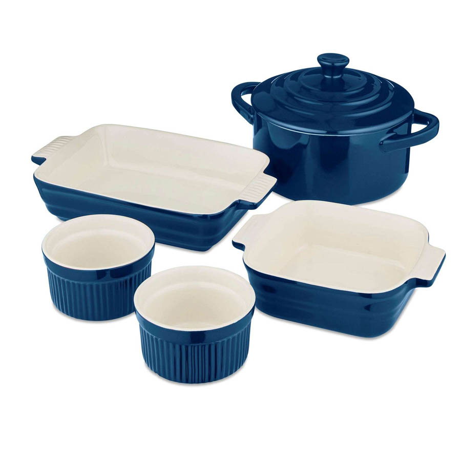 Ovenschalen Gift Set, 5 Delig, Blauw, Keramiek - Barbary & Oak | Foundry